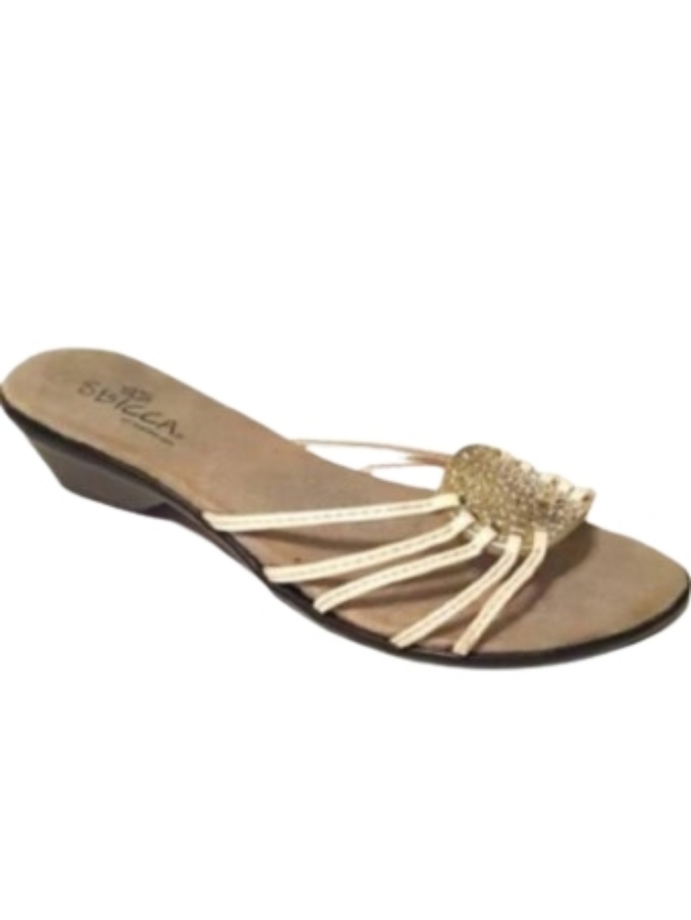 Sbicca White Silver Slide Sandals Sz 6.5